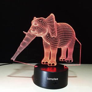 Animal Long Trunk Elephant Shaped 3D Illusion Night Light Lamp 3DL567