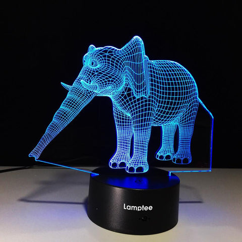 Image of Animal Long Trunk Elephant Shaped 3D Illusion Night Light Lamp 3DL567