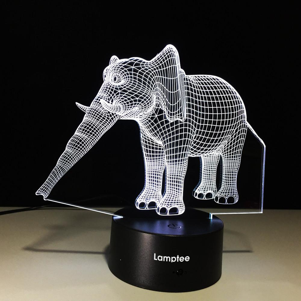 Animal Long Trunk Elephant Shaped 3D Illusion Night Light Lamp 3DL567