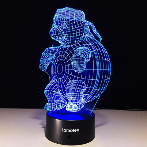 Image of Animal Cartoon Tortoise Modelling 3D Illusion Lamp Night Light 3DL573
