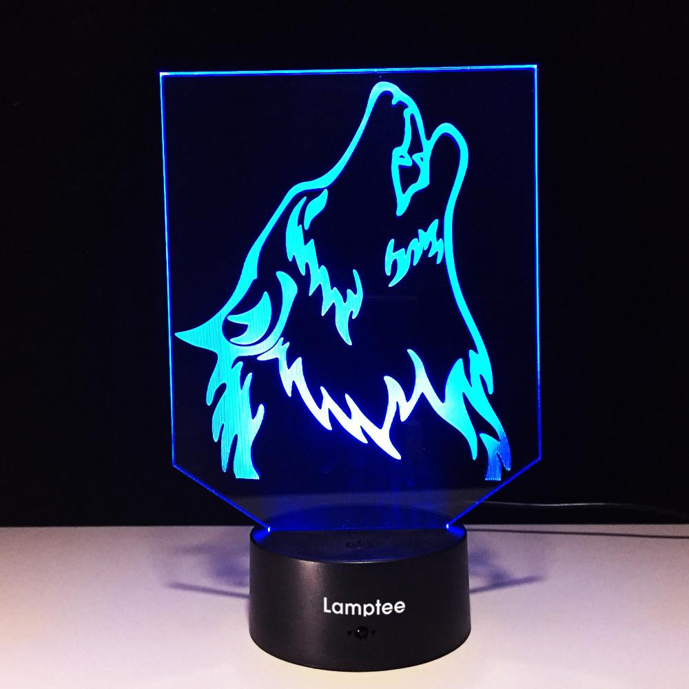 Animal Cool Wolf Head 3D Illusion Night Light Lamp 3DL583