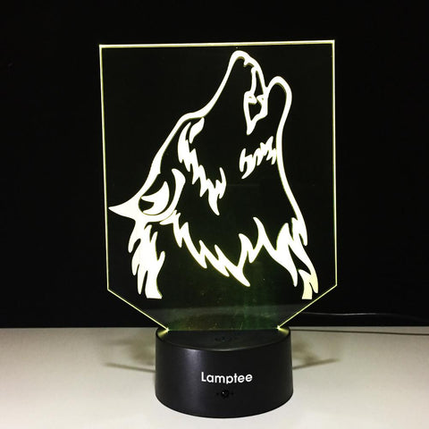 Image of Animal Cool Wolf Head 3D Illusion Night Light Lamp 3DL583