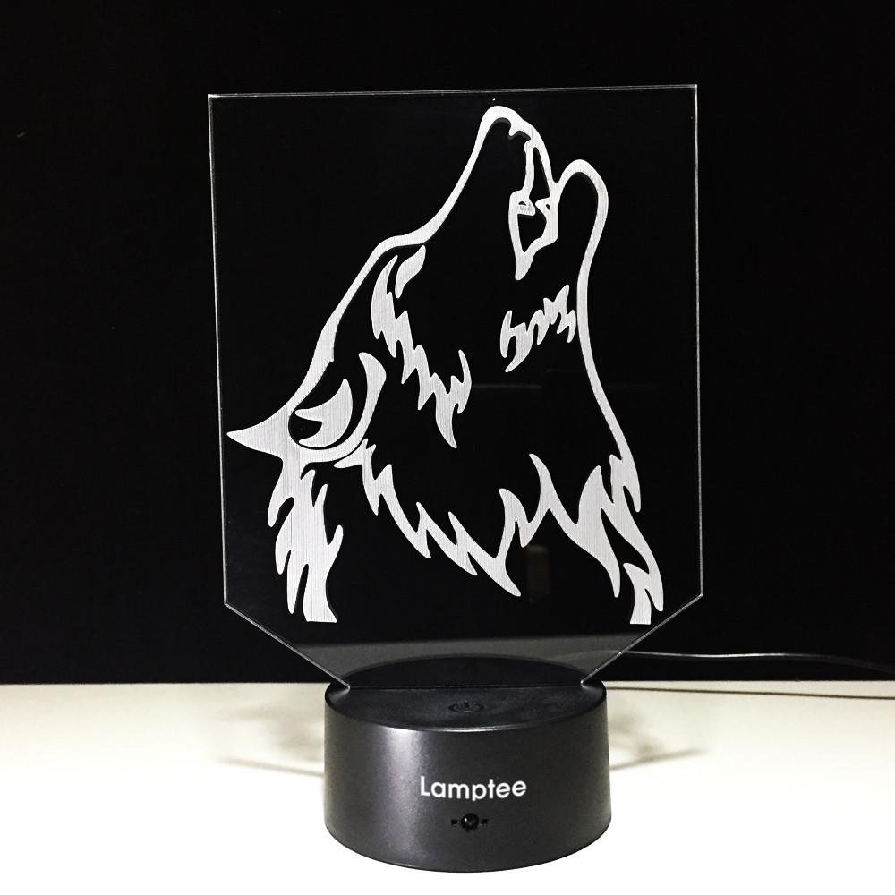 Animal Cool Wolf Head 3D Illusion Night Light Lamp 3DL583