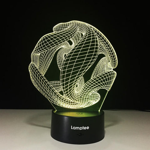 Image of Abstract Unique Light Pattern 3D Illusion Night Light Lamp 3DL587