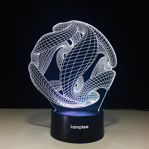 Image of Abstract Unique Light Pattern 3D Illusion Night Light Lamp 3DL587