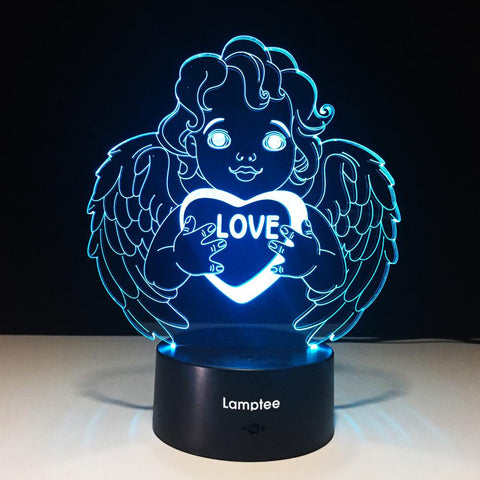 Image of Festival Creative Love Angel Valentine's Day Mini 3D Illusion Lamp Night Light 3DL595