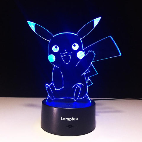 Image of Anime Pokemon Pikachu Shape 3D Illusion Lamp Night Light 3DL597