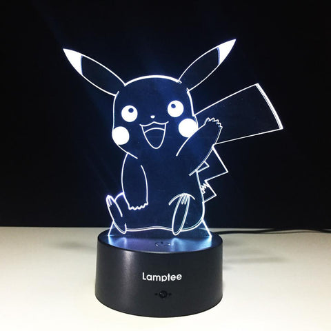 Image of Anime Pokemon Pikachu Shape 3D Illusion Lamp Night Light 3DL597