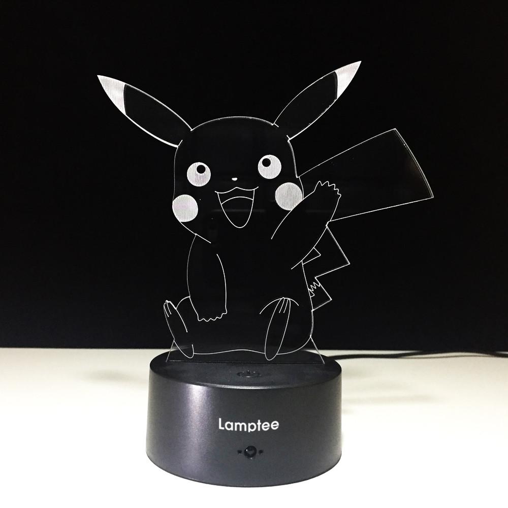 Anime Pokemon Pikachu Shape 3D Illusion Lamp Night Light 3DL597