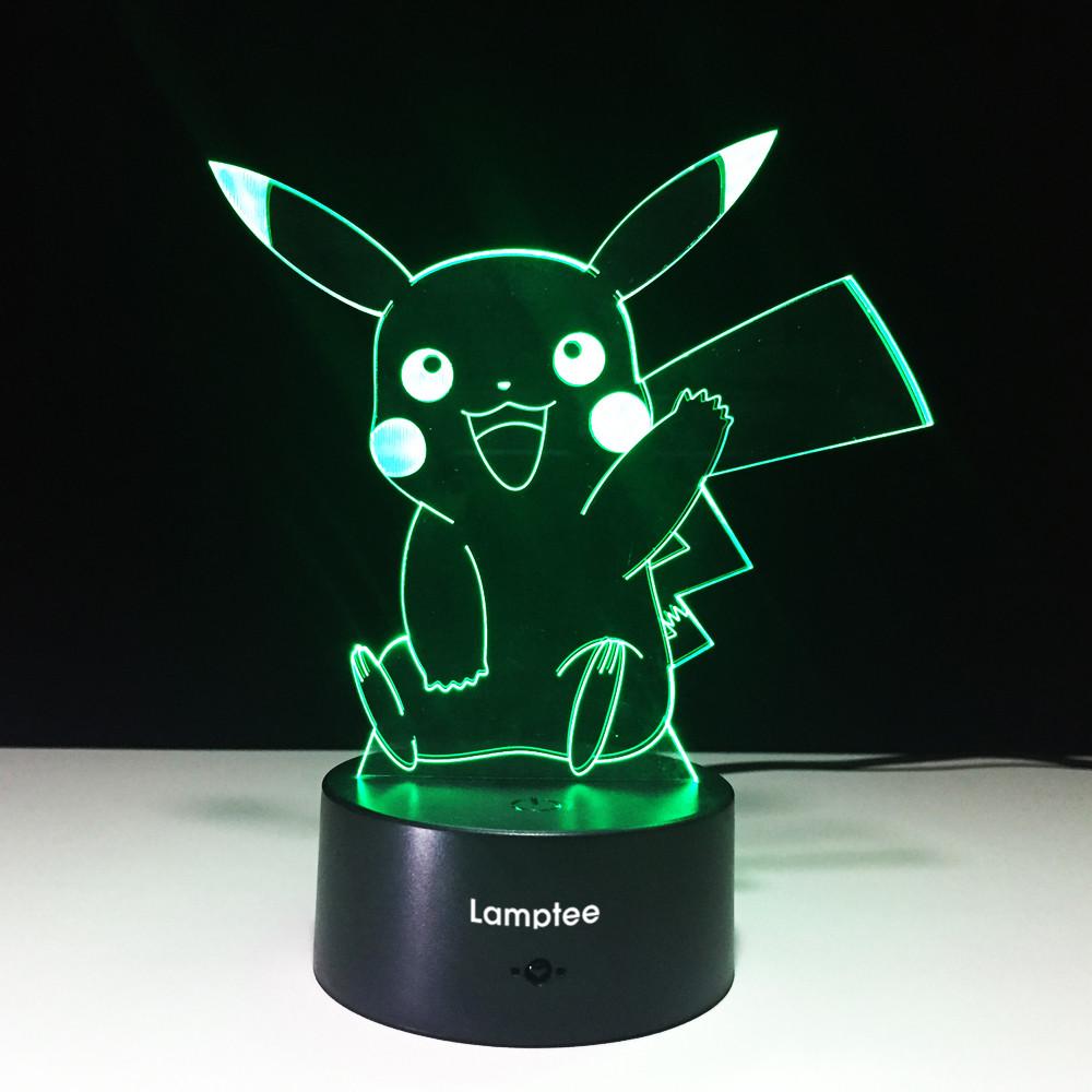 Anime Pokemon Pikachu Shape 3D Illusion Lamp Night Light 3DL597