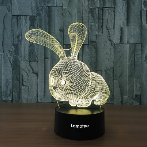 Image of Animal Cute Rabbit Visual 3D Illusion Lamp Night Light 3DL615