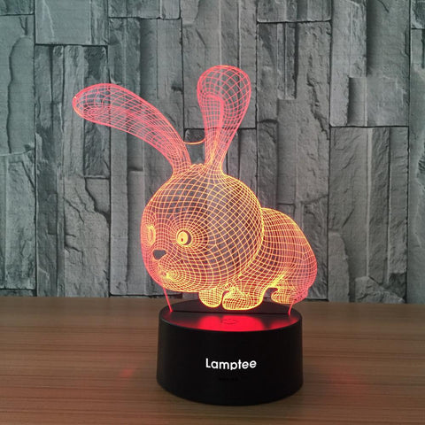 Image of Animal Cute Rabbit Visual 3D Illusion Lamp Night Light 3DL615