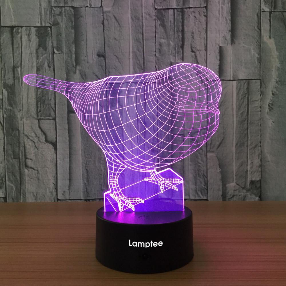 Animal Sparrow Shaped Bird 3D Illusion Night Light Lamp 3DL619