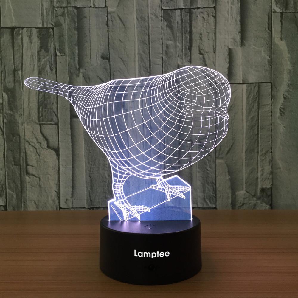 Animal Sparrow Shaped Bird 3D Illusion Night Light Lamp 3DL619