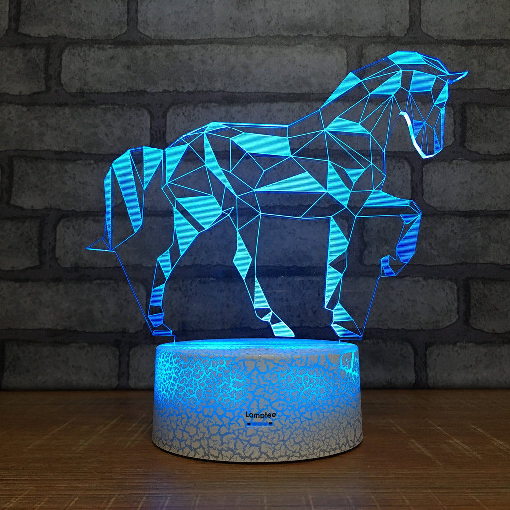 Crack Lighting Base Animal Horse Shape 3D Illusion Lamp Night Light 3DL622