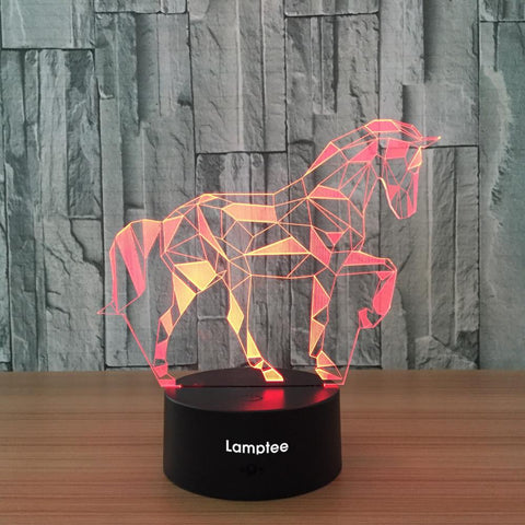 Image of Animal Horse Shape 3D Illusion Lamp Night Light 3DL622