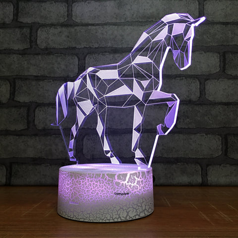 Image of Crack Lighting Base Animal Horse Shape 3D Illusion Lamp Night Light 3DL622