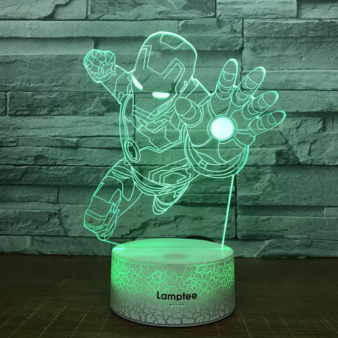 Image of Crack Lighting Base Anime Iron Man Shape 3D Illusion Lamp Night Light 3DL625