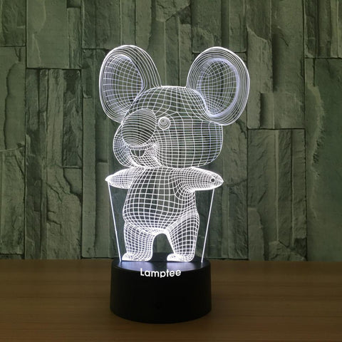 Image of Animal Mouse Shape 3D Illusion Lamp Night Light 3DL627