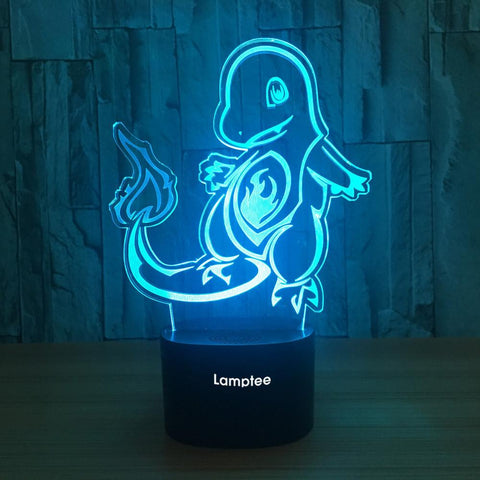Image of Anime Pokemon Charmander Visual 3D Illusion Lamp Night Light 3DL647