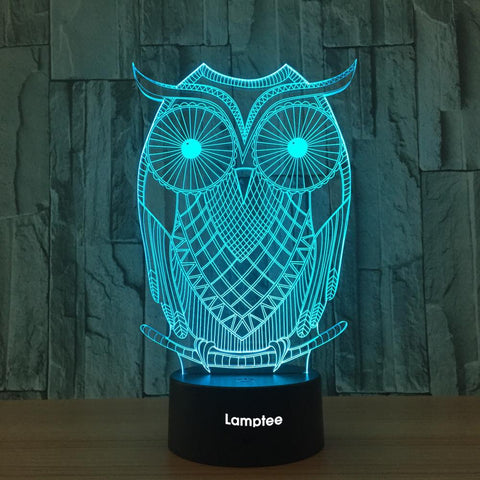 Image of Animal owl Visual 3D Illusion Lamp Night Light 3DL658
