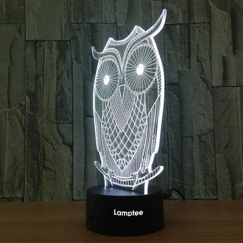 Image of Animal owl Visual 3D Illusion Lamp Night Light 3DL658