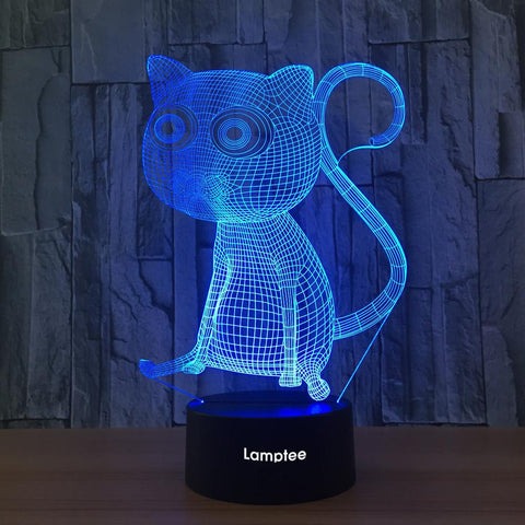 Image of Animal Cute Cat Shape 3D Illusion Lamp Night Light 3DL660