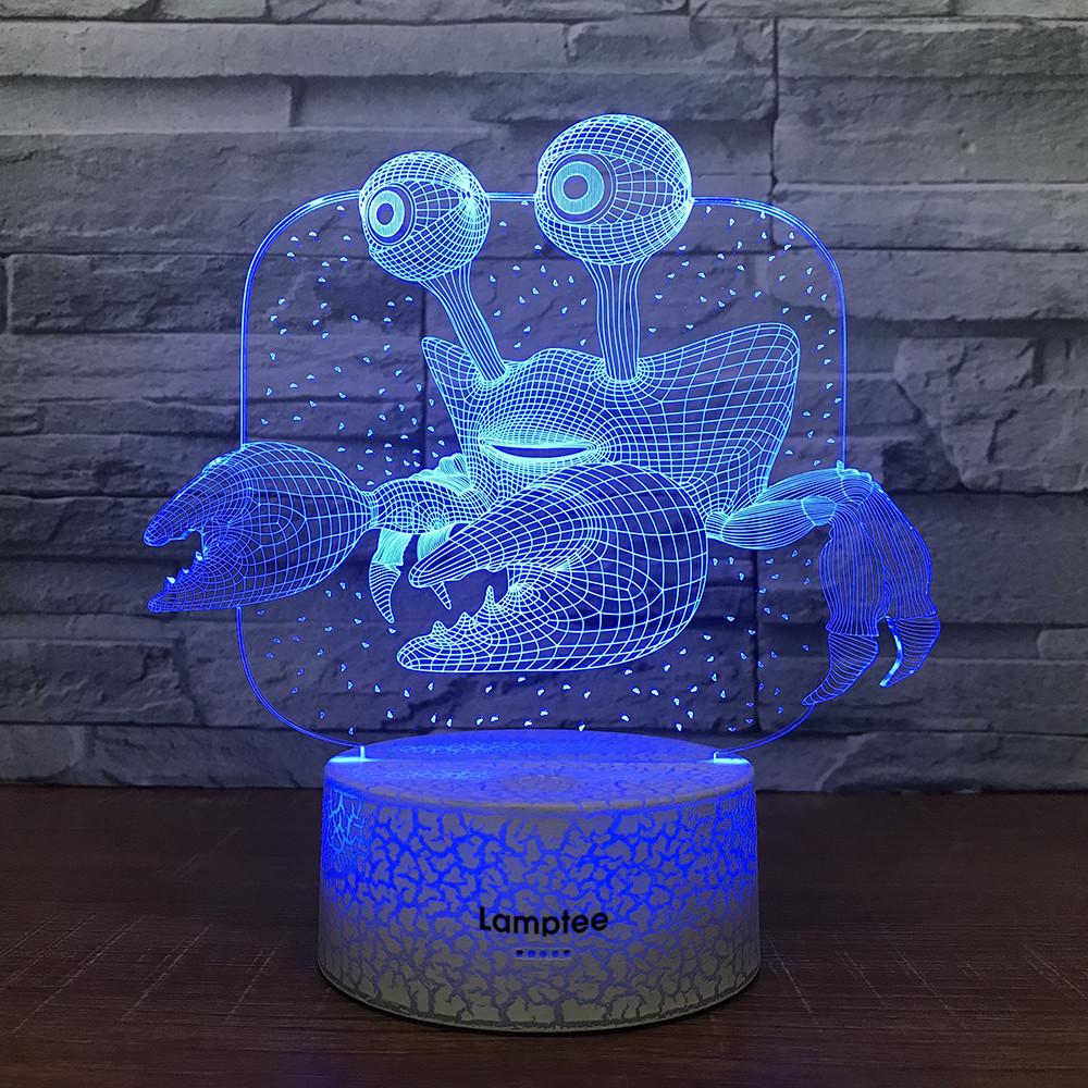 Crack Lighting Base Animal The Crab Visual 3D Illusion Lamp Night Light 3DL661