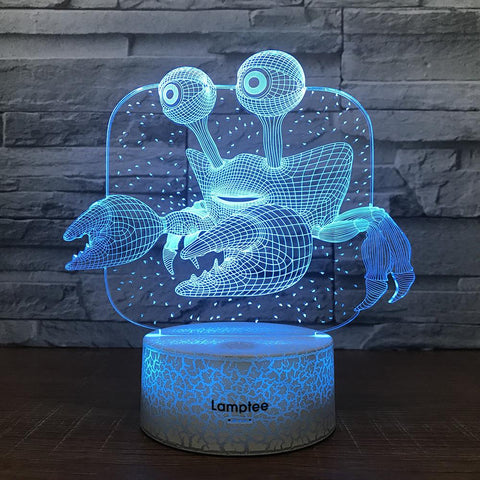 Image of Crack Lighting Base Animal The Crab Visual 3D Illusion Lamp Night Light 3DL661