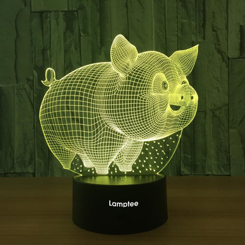 Image of Animal The Piggy Visual 3D Illusion Lamp Night Light 3DL662
