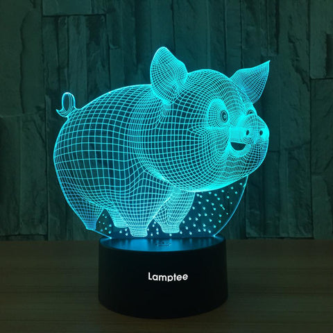 Image of Animal The Piggy Visual 3D Illusion Lamp Night Light 3DL662