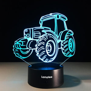 Traffic Tractors Visual 3D Illusion Lamp Night Light 3DL667