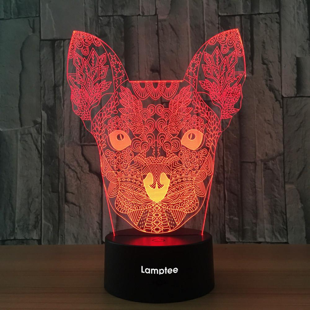 Animal Unqiue Dog Shape 3D Illusion Night Light Lamp 3DL669