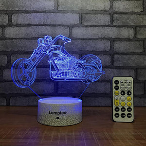 Crack Lighting Base Traffic Motorcycle Shape 3D Illusion Lamp Night Light 3DL671