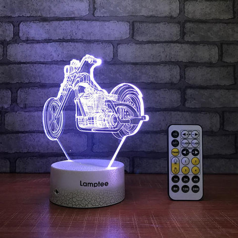 Image of Crack Lighting Base Traffic Motorcycle Shape 3D Illusion Lamp Night Light 3DL671