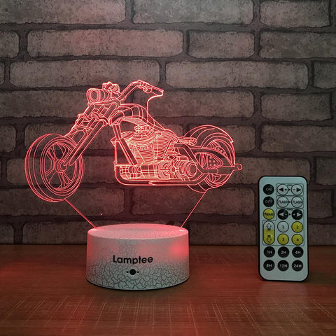 Image of Crack Lighting Base Traffic Motorcycle Shape 3D Illusion Lamp Night Light 3DL671