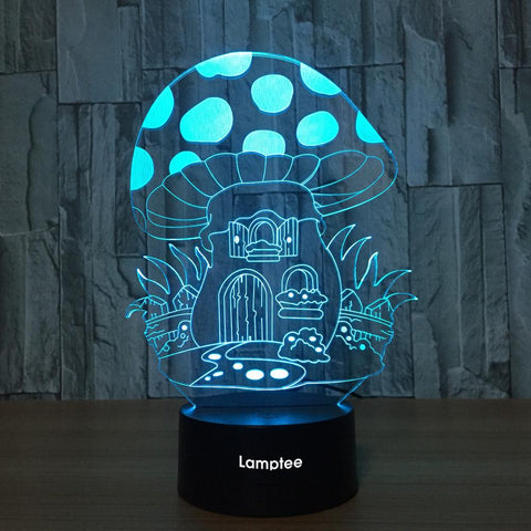 Image of Other Cute Fairy Mushroom House 3D Illusion Lamp Night Light 3DL676