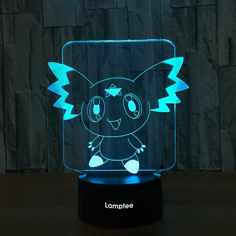 Image of Anime Pokemon Pikachu Shape 3D Illusion Lamp Night Light 3DL678