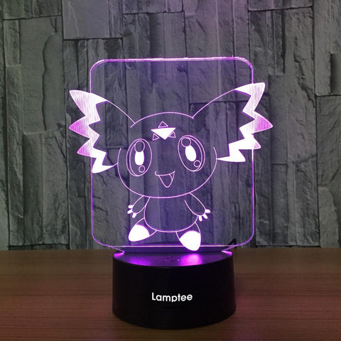 Image of Anime Pokemon Pikachu Shape 3D Illusion Lamp Night Light 3DL678