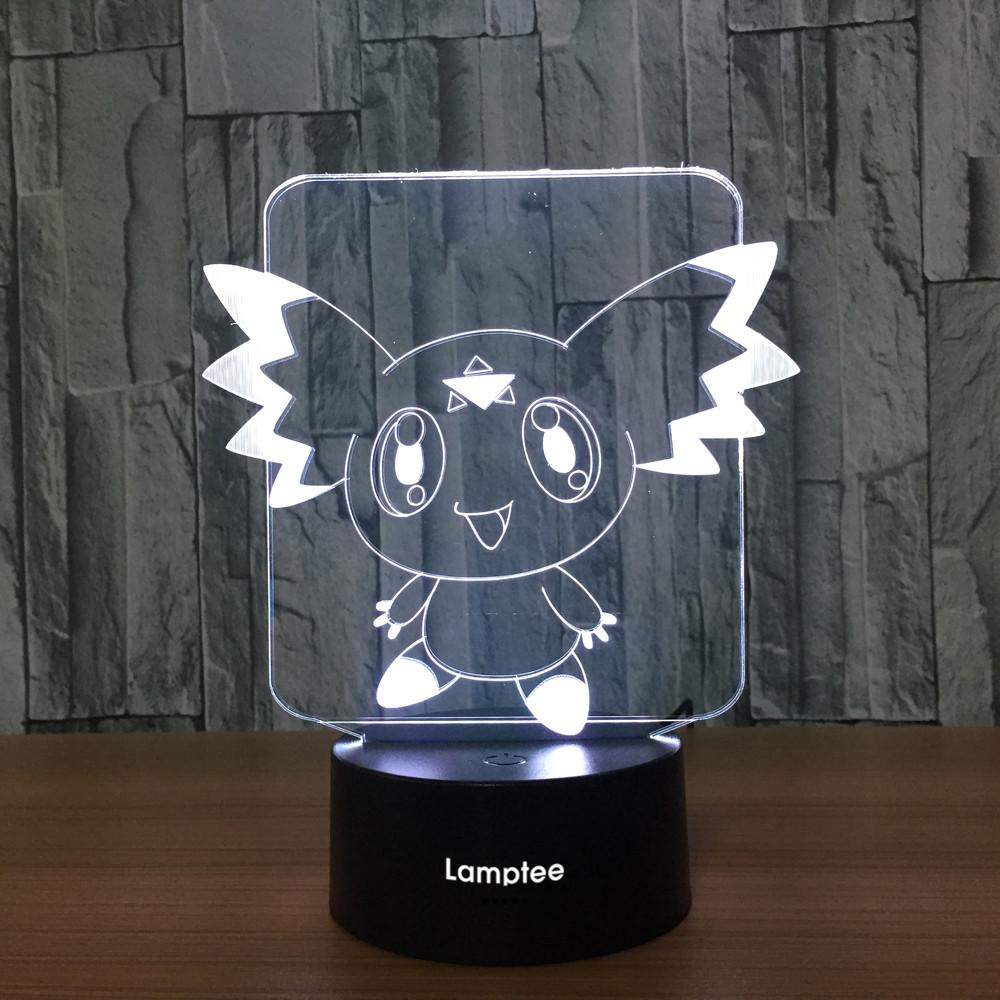 Anime Pokemon Pikachu Shape 3D Illusion Lamp Night Light 3DL678