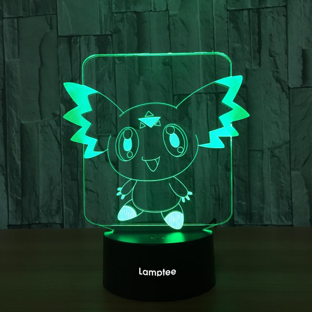 Anime Pokemon Pikachu Shape 3D Illusion Lamp Night Light 3DL678