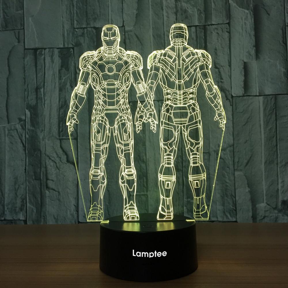 Anime Iron Man Double 3D Illusion Night Light Lamp 3DL681