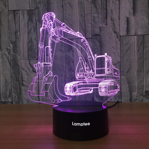 Image of Traffic Excavator Visual 3D Illusion Lamp Night Light 3DL682