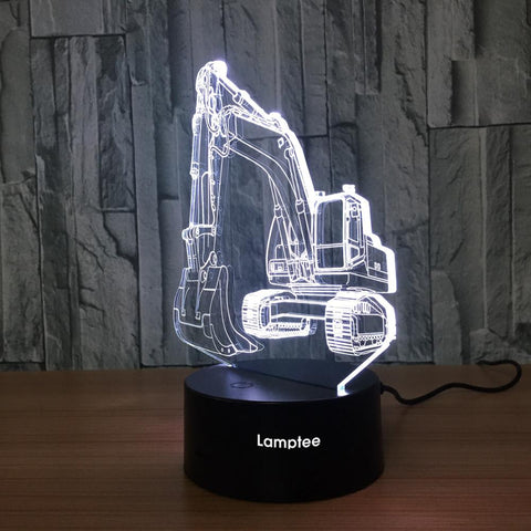Image of Traffic Excavator Visual 3D Illusion Lamp Night Light 3DL682