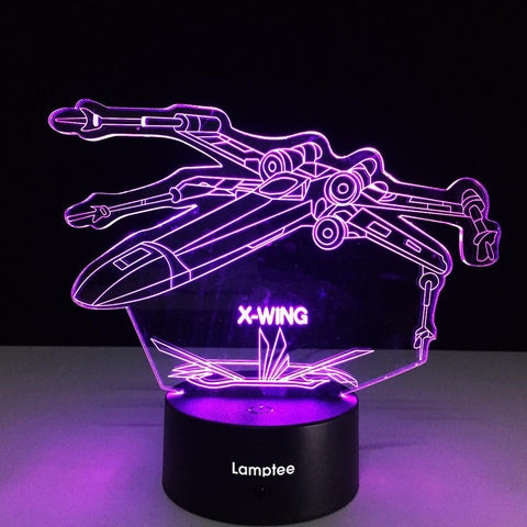 Image of Anime Star Wars Resistance X-Wing Fighter 3D Illusion Lamp Night Light 3DL069