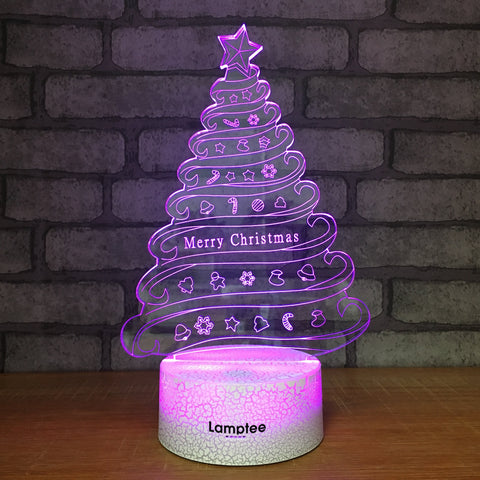 Image of Crack Lighting Base Festival Creative The Christmas Tree 3D Illusion Lamp Night Light 3DL692