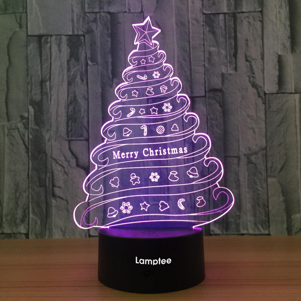 Festival Creative The Christmas Tree 3D Illusion Lamp Night Light 3DL692