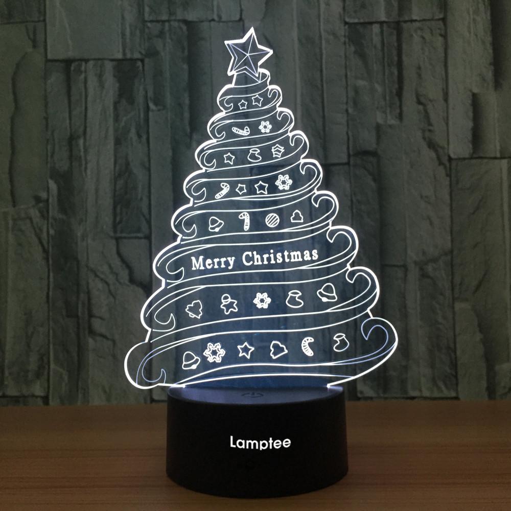 Festival Creative The Christmas Tree 3D Illusion Lamp Night Light 3DL692