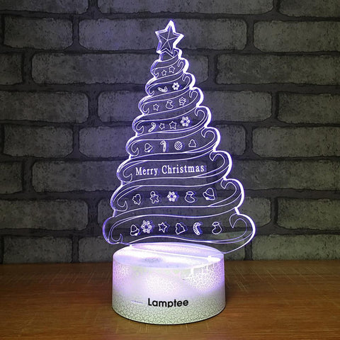 Image of Crack Lighting Base Festival Creative The Christmas Tree 3D Illusion Lamp Night Light 3DL692