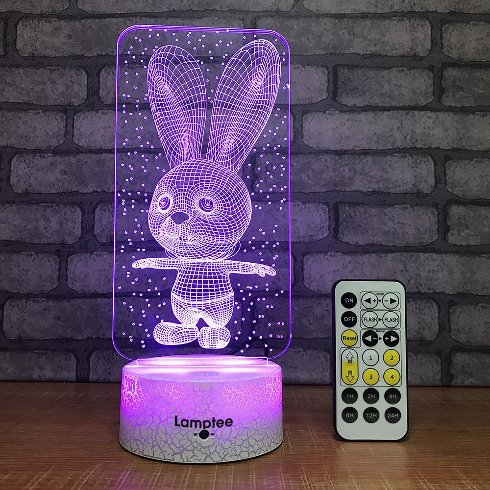 Crack Lighting Base Animal Cute Rabbit 3D Illusion Lamp Night Light 3DL694